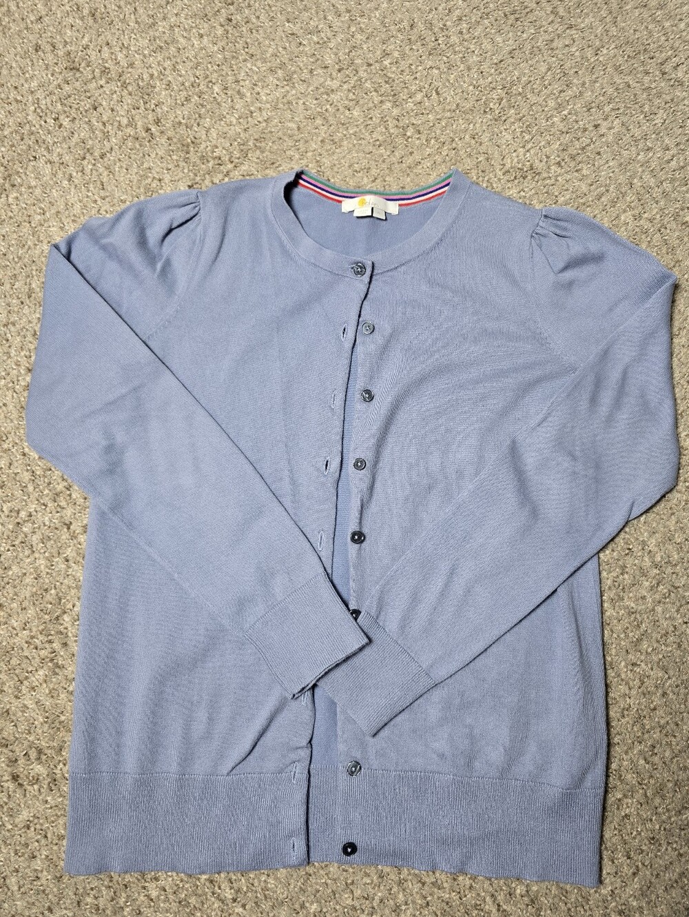 Boden Women's Light Blue Crewneck Button Cardigan Sweater Size Medium